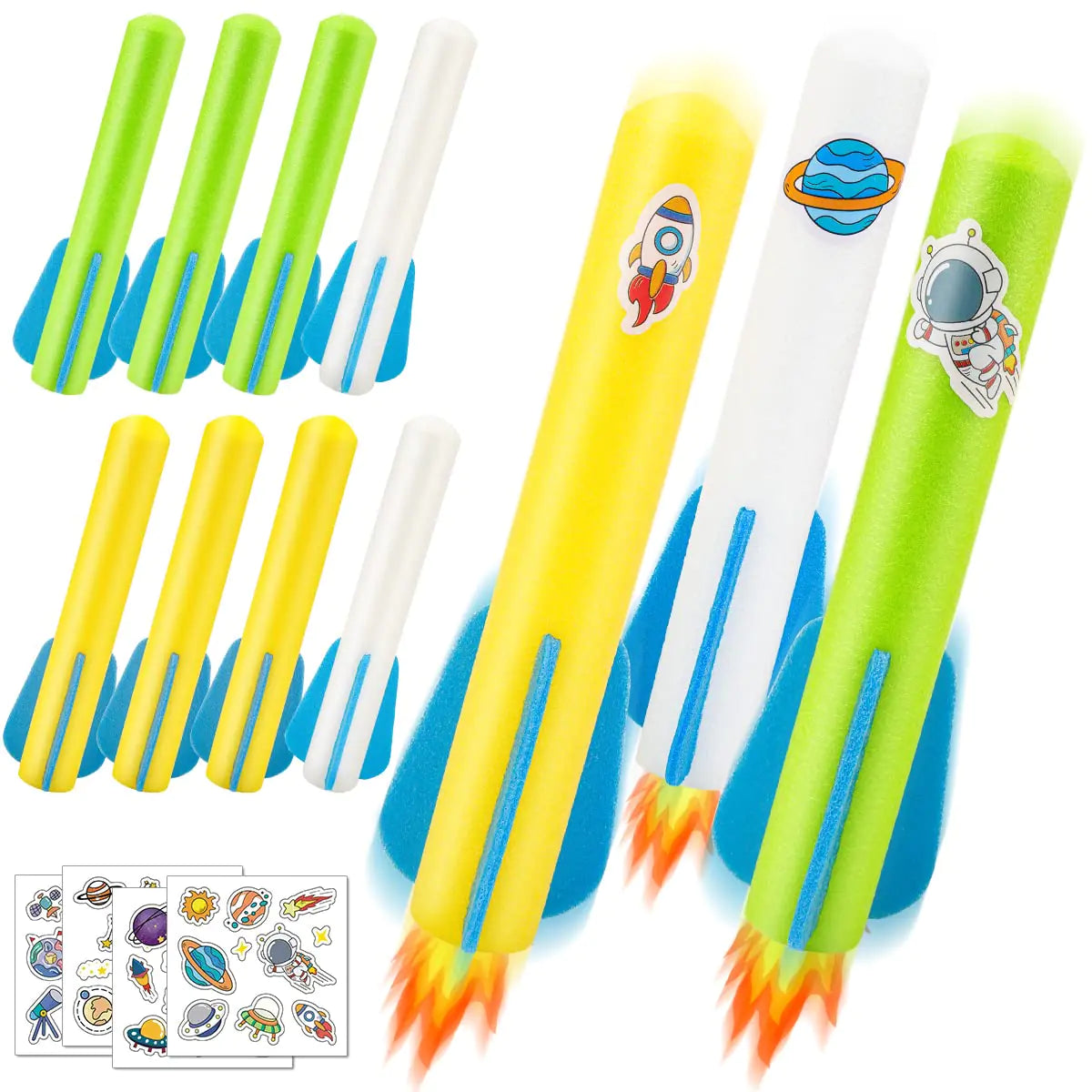 Banvih Rocket Launcher Refills for Kids 8 Foam Air Rockets Outdoor Toys Games Stomp Launcher Accessories Birthday Gifts for Toddler Boys Age 3 4 5 6 7 8+ Years Old