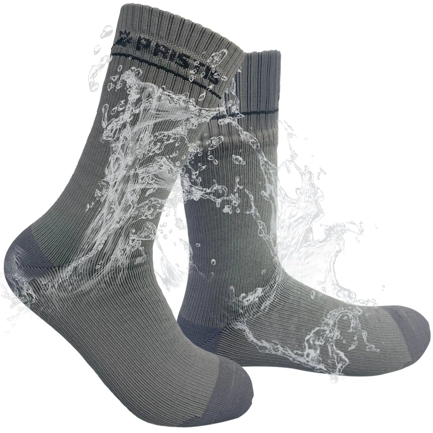 Pristis Waterproof Wading Socks Advanced Leakproof Breathable Membrane Interlayer CoolMax Fabric Lining Unisex Water Proof Resistant Fly Fishing Skiing Hiking Socks for Men Women Kids Small Grey