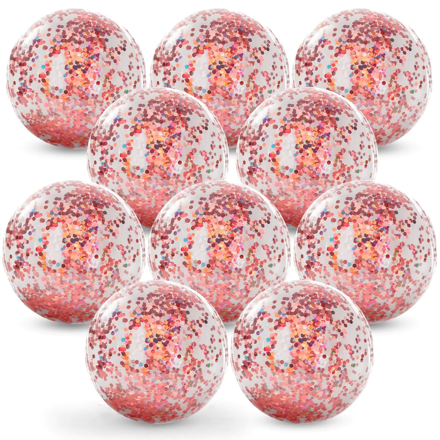 FUTUREPLUSX 10PCS Glitter Beach Balls Inflatable Pool Balls 10" Inflatable Beach Balls Pink Confetti Balls for Kids Beach Pool Summer Party