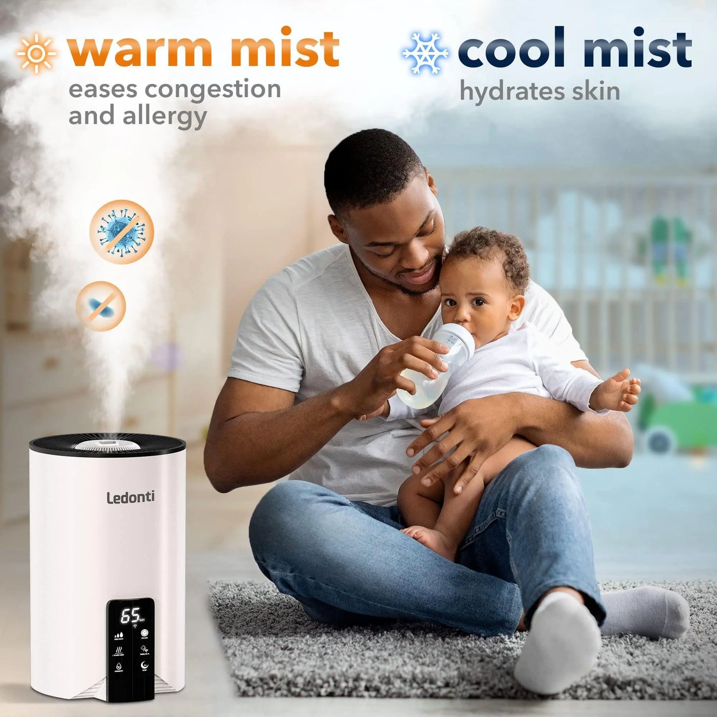 WiFi Control Humidifiers for Bedroom Dual Mist (Cool & Warm) ! Humidifier 4L