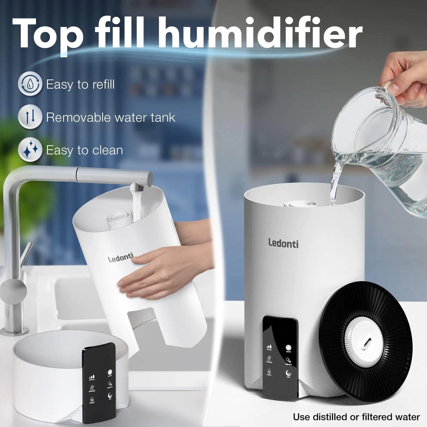 WiFi Control Humidifiers for Bedroom Dual Mist (Cool & Warm) ! Humidifier 4L