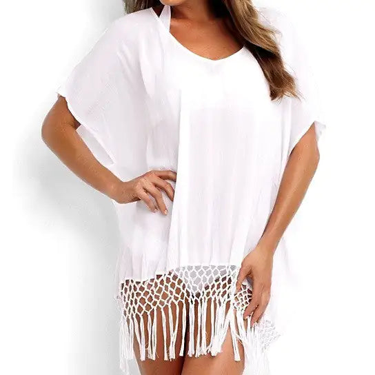 Mid-Summer Night Fringe Trim Tunic In 3 Colors From Summery Collection