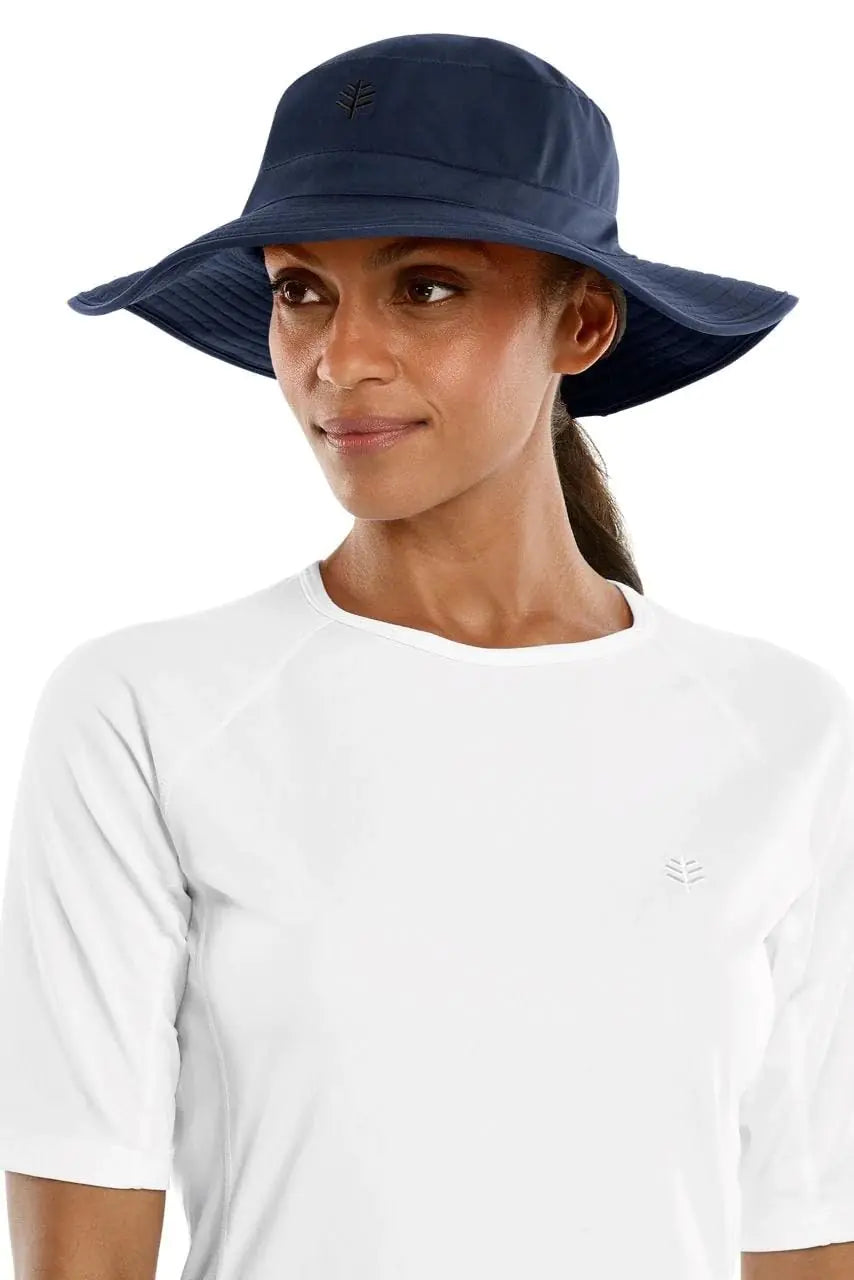 Coolibar UPF 50+ Womens Brighton Chlorine Resistant Bucket Hat - Sun Protective Navy