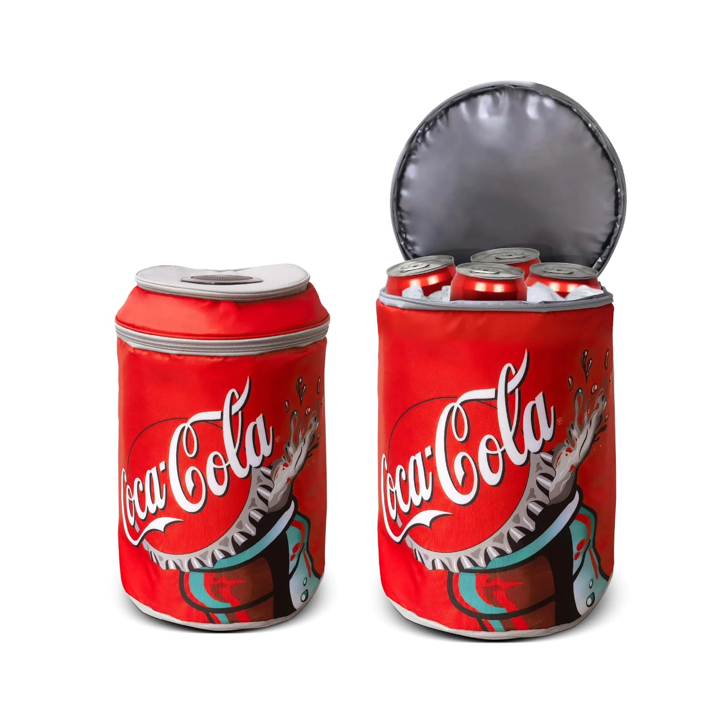 Coca Cola Can Shape Cooler Bag with Bluetooth Speaker 5H Playtime Adjustable Straps Zippers 5-Layer Insulated Fabric Keeps Food Fresh for 12 Hours Perfect for Outdoor and Indoor BBQ Parties