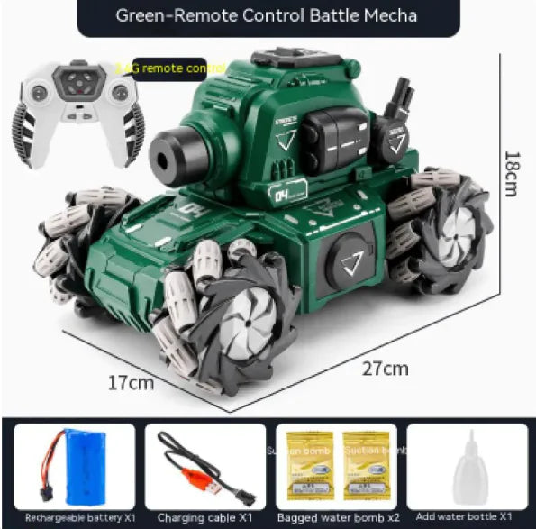 Remote Control Tank Toy with Lights and Water Bombs