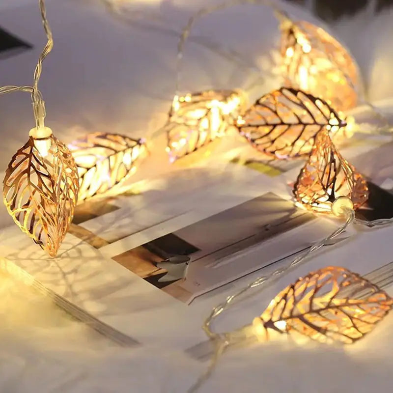 Elegant and Enchanting Garland Leaf Lights
