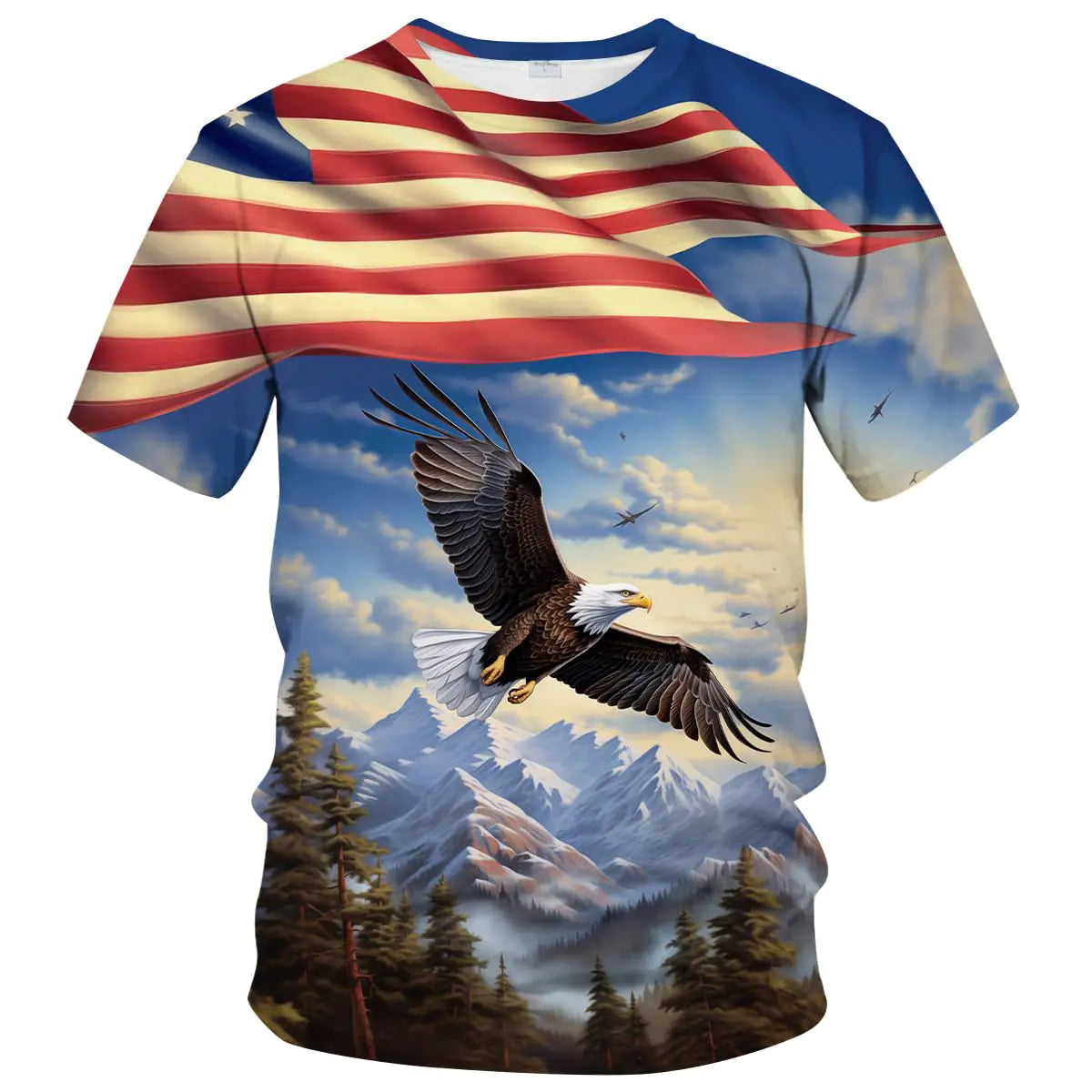 WHNBCW Funny American Flag Eagle T Shirt USA Bald Eagle Graphic ShirtPinkL