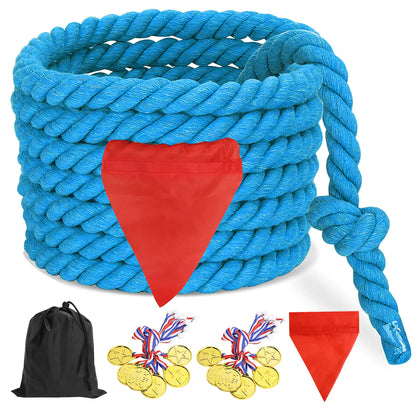 CWLAKON Tug of War Rope Games 40ft for Kids Adult Field Day Family Reunion Outdoor Outside Yard Backyard Lawn Carnival Camping Picnic Games for Team Building Blue