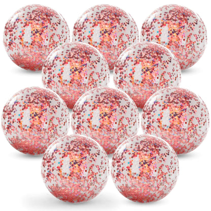 FUTUREPLUSX 10PCS Glitter Beach Balls Inflatable Pool Balls 10" Inflatable Beach Balls Pink Confetti Balls for Kids Beach Pool Summer Party