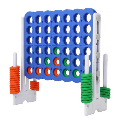 Giant 4 Connect in a Row Game Height Adjustable Jumbo Yard Games for Kids and Adults Outdoor Play Backyard Large Four Connect Floor Games Patent Authorized (Blue/White)