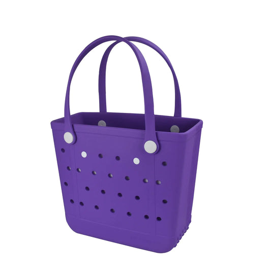 UeKeKicg Small Beach Bag Rubber Beach Tote Bag Waterproof Washable Durable Open Beach Bag Tote for Beach Boat Pool Sports (Purple)