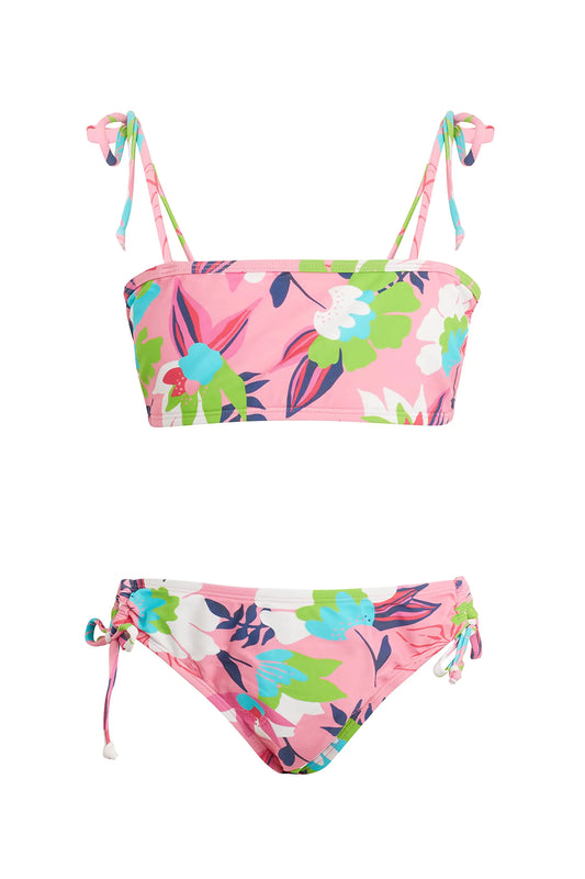 Kanu Surf Girls Groovy Beach Sport Bandeau Bikini 2-Piece Swimsuit Tropical Dance Pink 14