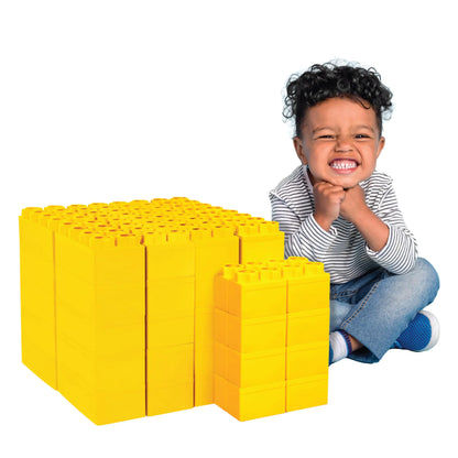 Big Blocks for Kids Ages 4-8 — Indoor & Outdoor Blocks Kids Games — Yellow Large Building Blocks - 48pc