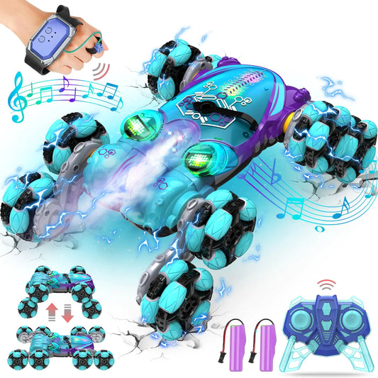 Paaxido Remote Control Car 8WD Gesture Sensing RC Car 2.4GHz RC Stunt Car Boys Toys with Spray & Light Hand Controlled RC Car Toys Gift for Kids Boys Age 8 9 10 11 12 Year Old
