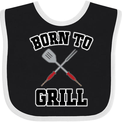 inktastic BBQ Born To Grill Gift Baby Bib Black and White 39823