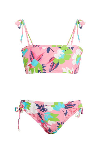 Kanu Surf Girls Groovy Beach Sport Bandeau Bikini 2-Piece Swimsuit Tropical Dance Pink 14