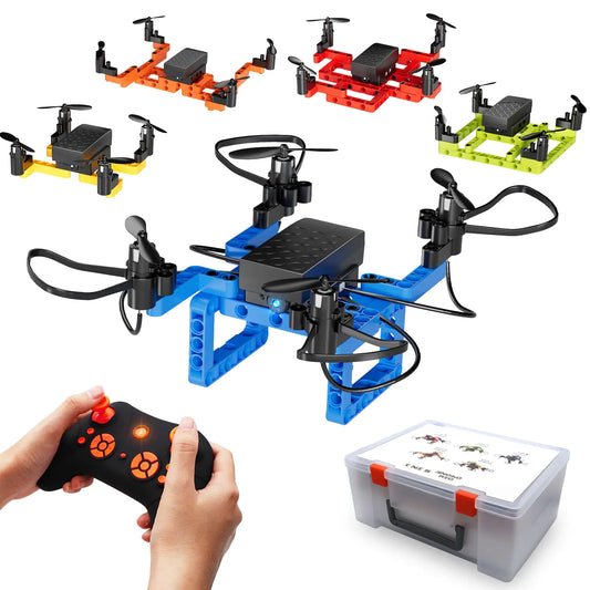 LANSAND Drone Building Toys Set 159 Pieces STEM Toy for Kids 6 7 8 9 10 11 12 Years 5 in1 DIY Drone Kit Remote Control Mini Drone Learning Creative Construction Toys Gifts for Birthday Christmas