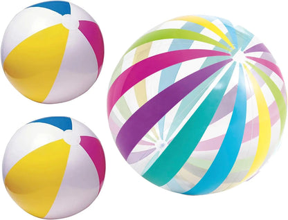 Gr8Dealz.store LINE42 Big Beach Ball Set for Summer Pool or Beach One Jumbo Giant 42 Inch Beach Ball and Two 24 Inch Classic Beach Balls Rainbow...