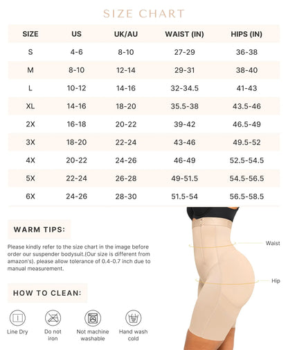 SHAPELLX Shapewear For Women Tummy Control High Waisted Body Shaper Shorts Butt Lifting Shapewear Higher Power Panties 3X-Large A2-beige