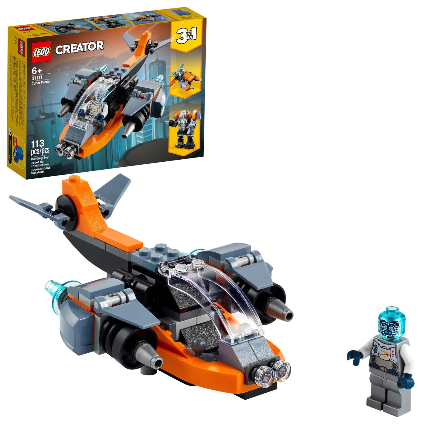 Gr8Dealz.store LEGO Creator 3 In 1 Cyber Drone Space Toys Transforms from Drone to Cyber Mech or Cyber Scooter Space Toy Building Set Gift for 6...