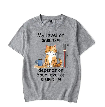 New Cat Print Letter T-Shirt for Women (Europe/USA)