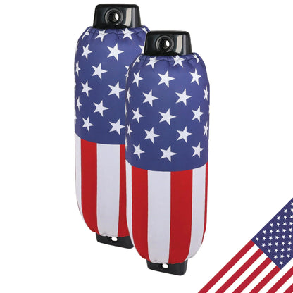 Boat Fender Covers | USA Flag Design | Several Size Options Available | 1 2 & 4-Pack | 3mm Neoprene (2 Pack 6" x 18")