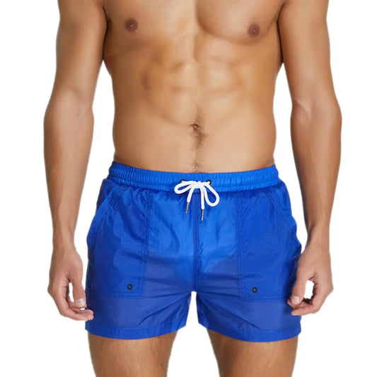 DLSMDOUS Mens Swim Trunk with Mesh Liner & Slant Pockets for Beach SurfingSwimmingBoard Sports Blue L