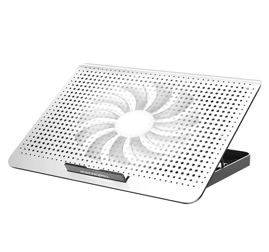 ICE COOREL Aluminum Laptop Cooling Pad 2023 Upgrade Laptop Cooler Stand with 7 Height Adjustable Laptop Fan Cooling Pad for Laptop 12-15.6 Inch Notebook Cooler Pad with Two USB Port (Silver)