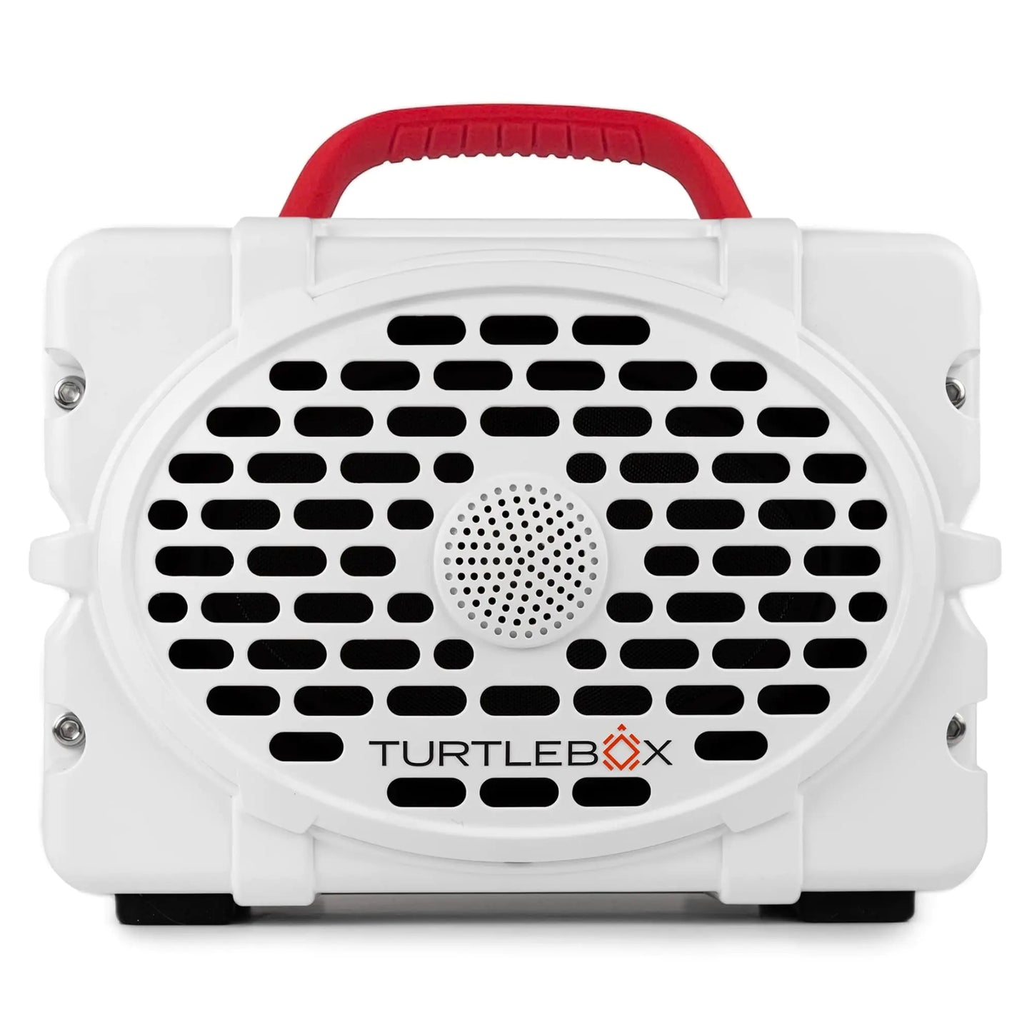 Turtlebox Gen 2: Loud! Outdoor Portable Bluetooth 5.0 Speaker | Rugged IP67 Waterproof Impact Resistant & Dustproof (Rich Full Sound Plays to 120db Pair 2X for True L-R Stereo) White/Red