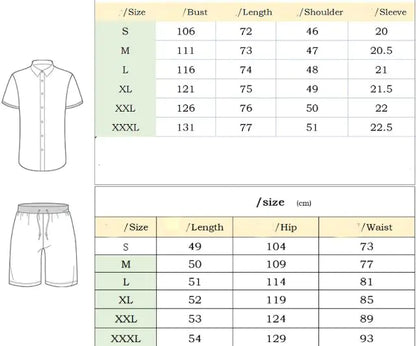 Men's Casual Short Sleeve Lapel Shirt And  Shorts Set