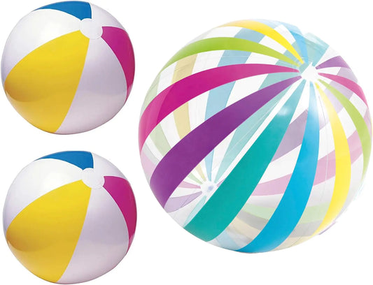 Gr8Dealz.store LINE42 Big Beach Ball Set for Summer Pool or Beach One Jumbo Giant 42 Inch Beach Ball and Two 24 Inch Classic Beach Balls Rainbow...