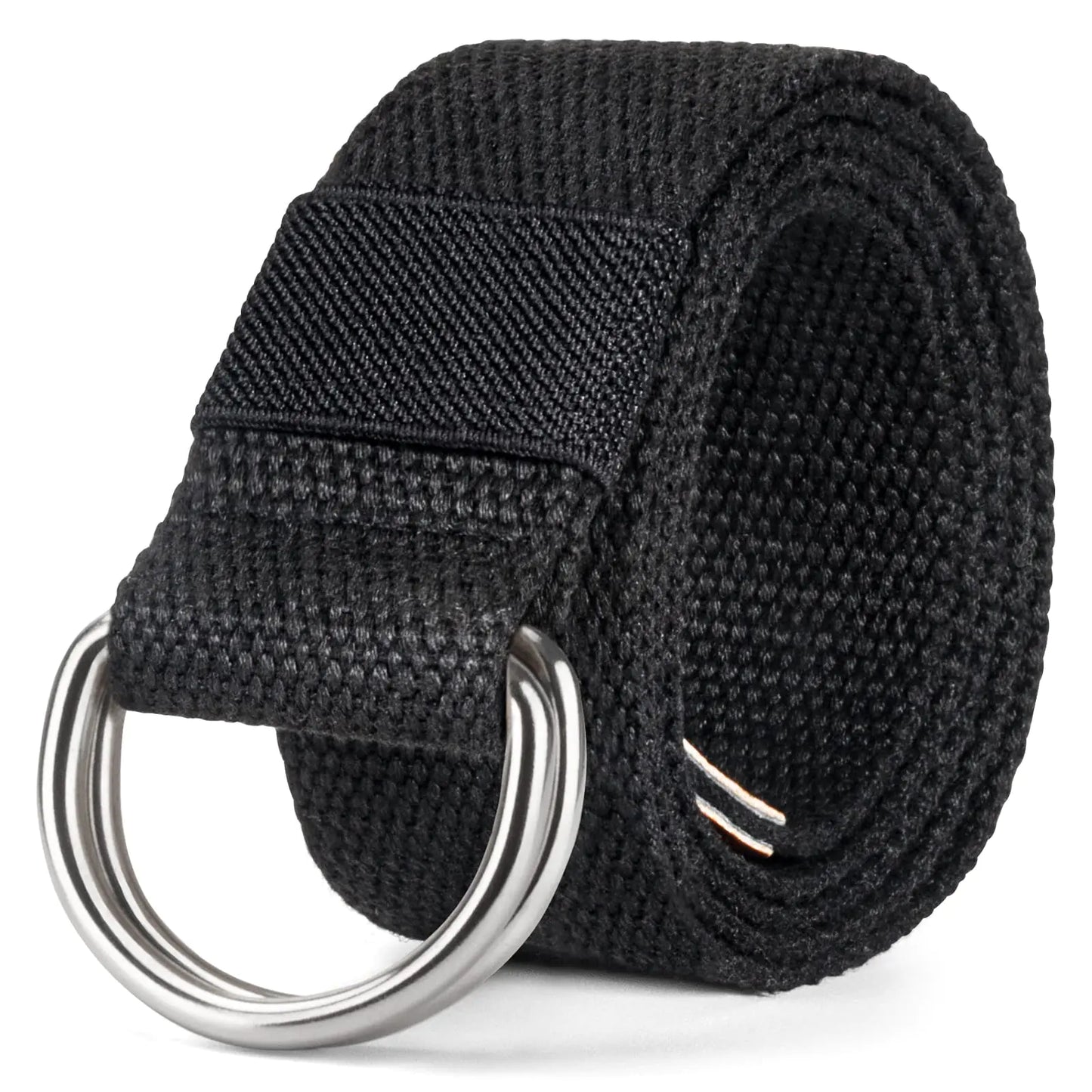 maikun Mens & Womens Canvas Belt with Black D-ring 1 1/2" Wide Extra Long Solid Color waist size 36-39" Silver Buckle+black