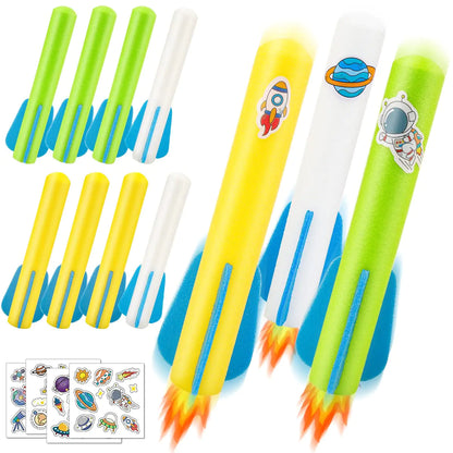 Banvih Rocket Launcher Refills for Kids 8 Foam Air Rockets Outdoor Toys Games Stomp Launcher Accessories Birthday Gifts for Toddler Boys Age 3 4 5 6 7 8+ Years Old