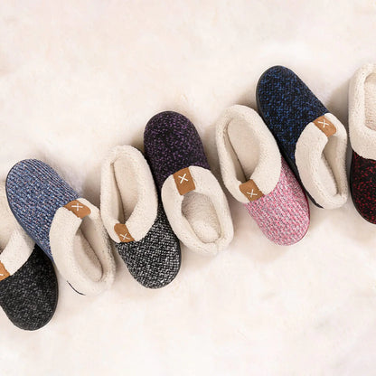 ULTRAIDEAS Women's Indoor Bedroom Slipper with Memory Foam, Gift for Women, Wool-Like House Shoe with Anti-Skid Rubber Sole for Ladies 5-6 Grey