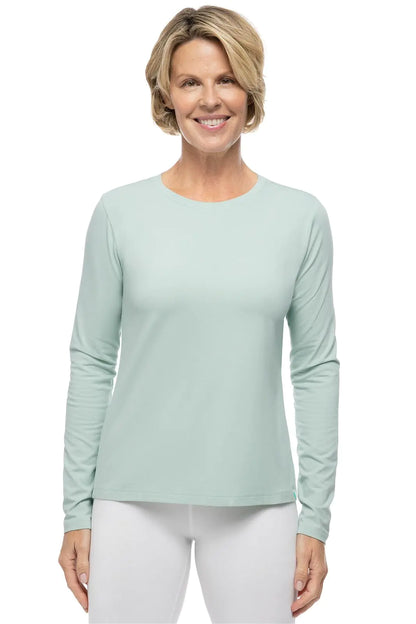 Coolibar UPF 50+ Womens Morada Everyday Long Sleeve T-Shirt - Sun Protective (X-Small- Misty Aqua)