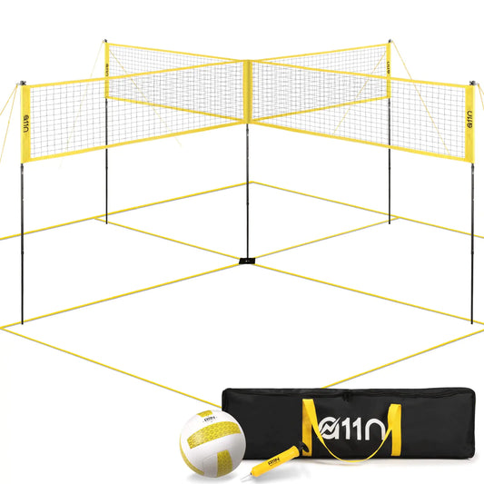 A11N 4-Way Volleyball and Badminton Net - Backyard & Beach Game Set for Adults and Kids