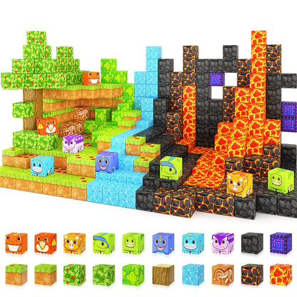 Dinosaur Toys Magnetic Blocks - Build Mine Magnet World Dinosaur Adventure Set Magnetic Building Blocks Outdoor Toddler Toys for 3+ Year Old Boys & Girls Creative Jurassic Scenes Kids Toys Games