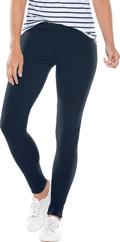 Coolibar UPF 50+ Womens Monterey Summer Leggings - Sun Protective (X-Small- Navy)