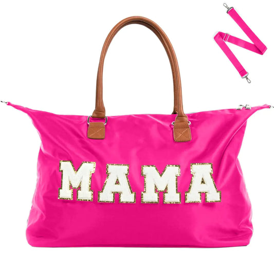 Mom Essentials Nylon Tote - Durable Hospital Bag with Leather Accents