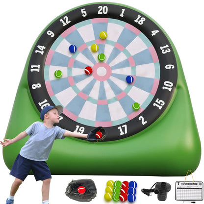 Kick Dart Games Baseball Outdoor Inflatable Golf Soccer Games Giant Kick Dart Board Backyard for Kids Adults Family Large Carnival Game Dartboard with 12 Kick Ball Glove Scoreboard & Air Pump