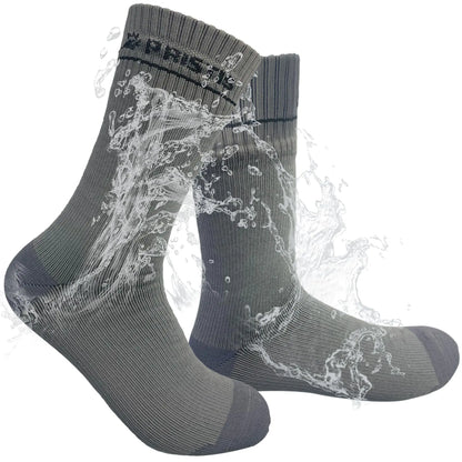 Pristis Waterproof Wading Socks Advanced Leakproof Breathable Membrane Interlayer CoolMax Fabric Lining Unisex Water Proof Resistant Fly Fishing Skiing Hiking Socks for Men Women Kids Small Grey