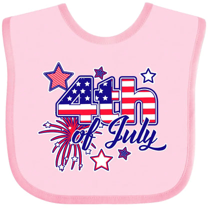 inktastic 4th Of July Fireworks Stars and American Flag Baby Bib Pink 29cc6