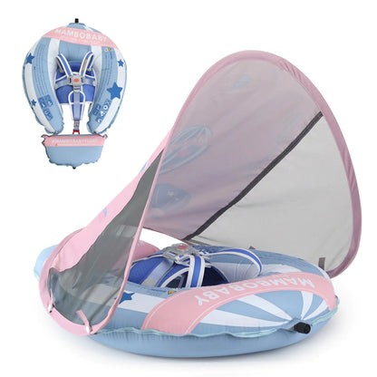 Mambobaby Float New Generation Baby Pool Float: Enhanced Safety & Portable Backpack Design - Ideal for 3-24 Months-BlueBalloon