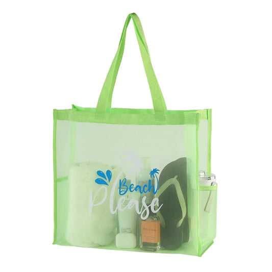 ukia - Mesh Beach Tote Large Bag Extra Large Beach Bag for Vacation Family Beach Trip Lemon