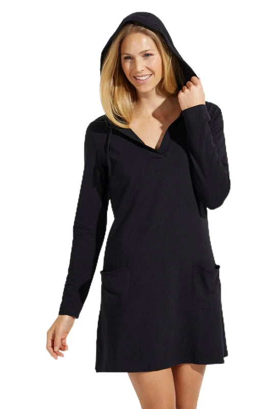 Coolibar UPF 50+ Womens Catalina Beach Cover-Up Dress - Sun Protective (Small- Black)