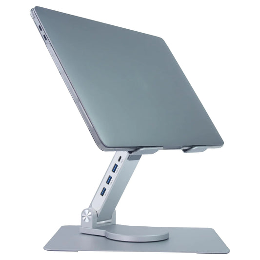 Vanlis Adjustable Laptop Stand with 360 Rotating Base Foldable Ergonomic Laptop Riser for Desk Swivel Computer Stand for Laptop or Tablet Metal Laptop Holder – Collapsible Fits 13-17” MacBook