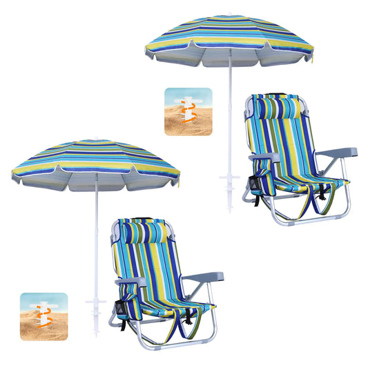 Gr8Dealz.store WGOS Beach Chair Beach Chair and Umbrella Backpack Beach Chair Beach Chair for Adults with Umbrella and Cooler Folding Chair...