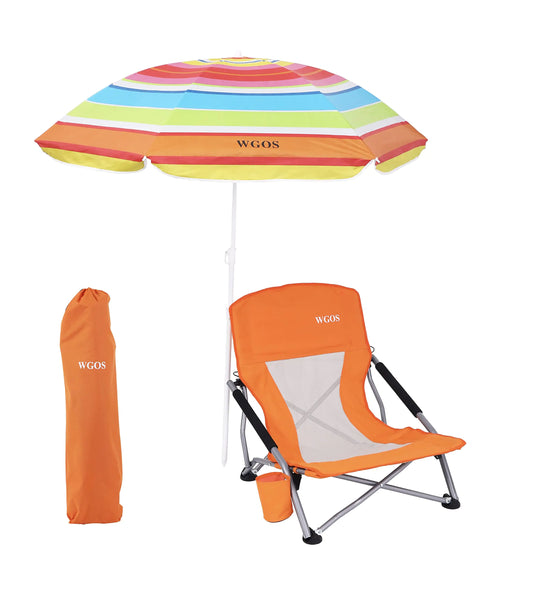 Gr8Dealz.store Beach Chair Beach Chair and Umbrella Folding Beach Chair Beach Chairs for Adults Low Beach Chair Folding Chair with Umbrella Camping...