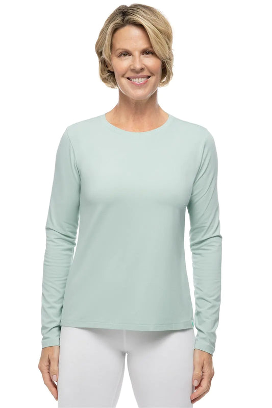 Coolibar UPF 50+ Womens Morada Everyday Long Sleeve T-Shirt - Sun Protective (X-Small- Misty Aqua)