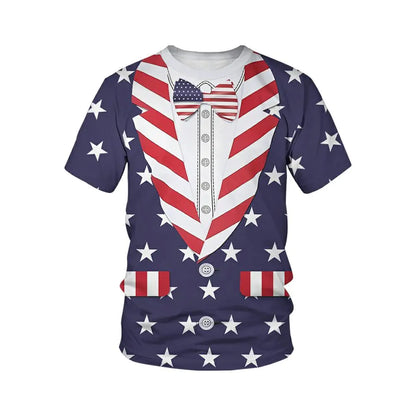 METRONS Patriotic Shirts for Men Funny USA Tuxedo T Shirt July 4th Short Sleeve TeeUSA Flag2Large